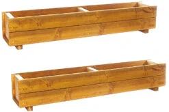 Set Of 2 Large 120cm Wooden Rectangular Garden Planter Trough -Garden Planting Supplies Store 120cm wooden planter