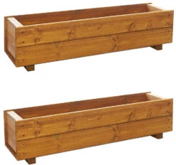 Set Of 2 X 90cm Wooden Rectangular Garden Planter Trough 10 Set Of 2 X 90cm Wooden Rectangular Garden Planter Trough -Garden Planting Supplies Store 90cm wooden planter