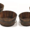 Round Burntwood Barrel Flower Planters -Garden Planting Supplies Store barrel planter