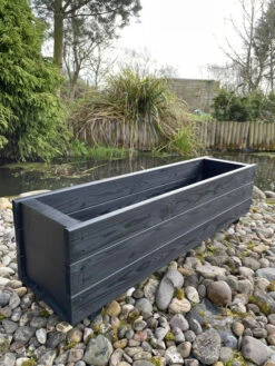 Wooden Planter Box Flower Trough Outdoor Black 90cm