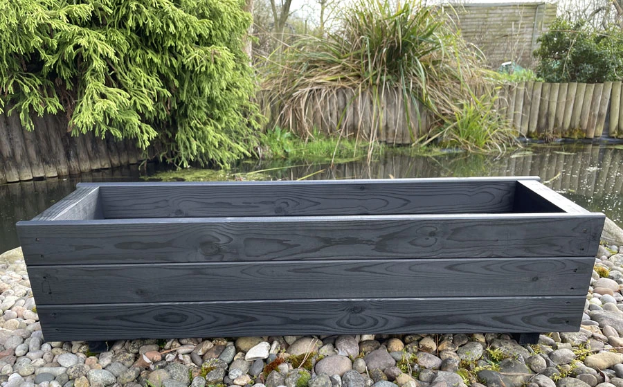 Wooden Planter Box Flower Trough Outdoor Black 90cm 5 Wooden Planter Box Flower Trough Outdoor Black 90cm - Image 3