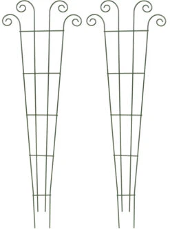 Ruddings Wood Set Of 2 Green Metal Pot Trellis Plant Support