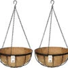 Set Of 2 X 14" (35cm) Metal Hanging Baskets With Chains & Coco Liners. -Garden Planting Supplies Store hanging baskets 35cm