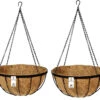 Set Of 2 X 18" Metal Hanging Baskets With Chains & Coco Liners. -Garden Planting Supplies Store hanging baskets 40cm 1