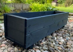 Wooden Planter Garden Outdoor Container Trough Charcoal Black 0.9m -Garden Planting Supplies Store herb planter