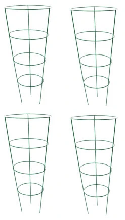 Pack Of 4 X 75cm H X 32cm Dia Garden Conical Green Plant Grow Throug Supports