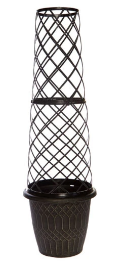 Large Round Plastic Plant Pot With Obelisk Trellis