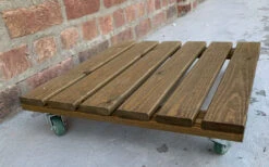 Large Plant Stand Mover Wheels Caddy Trolley 400mm Brown