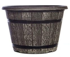 30cm Plastic Garden Pot Planter Driftwood Banded Design