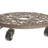 Rust Effect Cast Iron Plant Container Trolley Stand Caddy -Garden Planting Supplies Store rust effect caddy