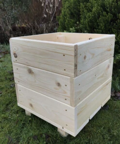 Square Wooden Planter Balcony Flower Pot Untreated