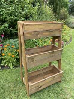 Raised Elevated Ladder Three Tier Plant Boxes Planters