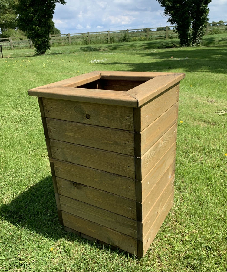 Tall Wooden Outdoor Planter Tan 5 Tall Wooden Outdoor Planter Tan - Image 3