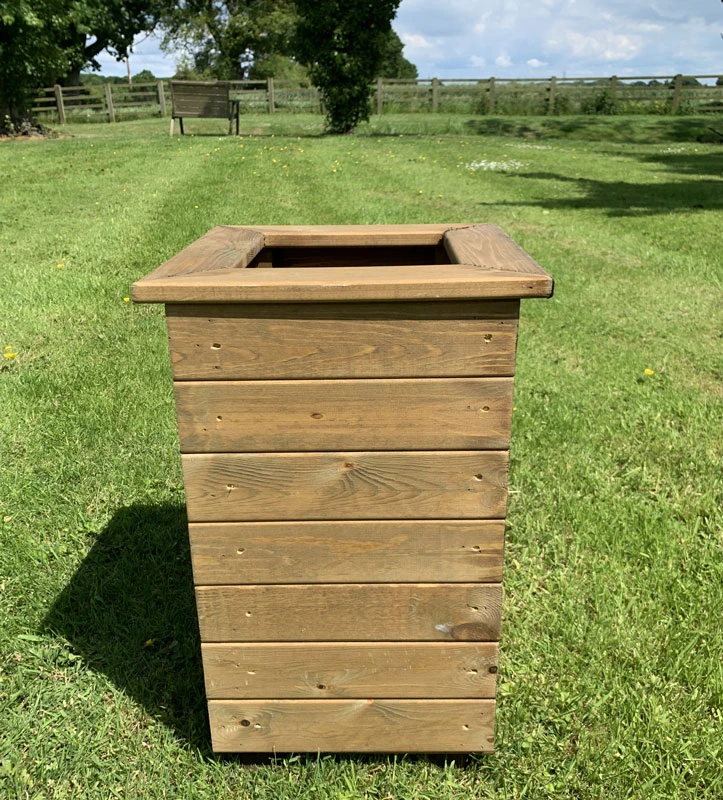Tall Wooden Outdoor Planter Tan 6 Tall Wooden Outdoor Planter Tan - Image 4