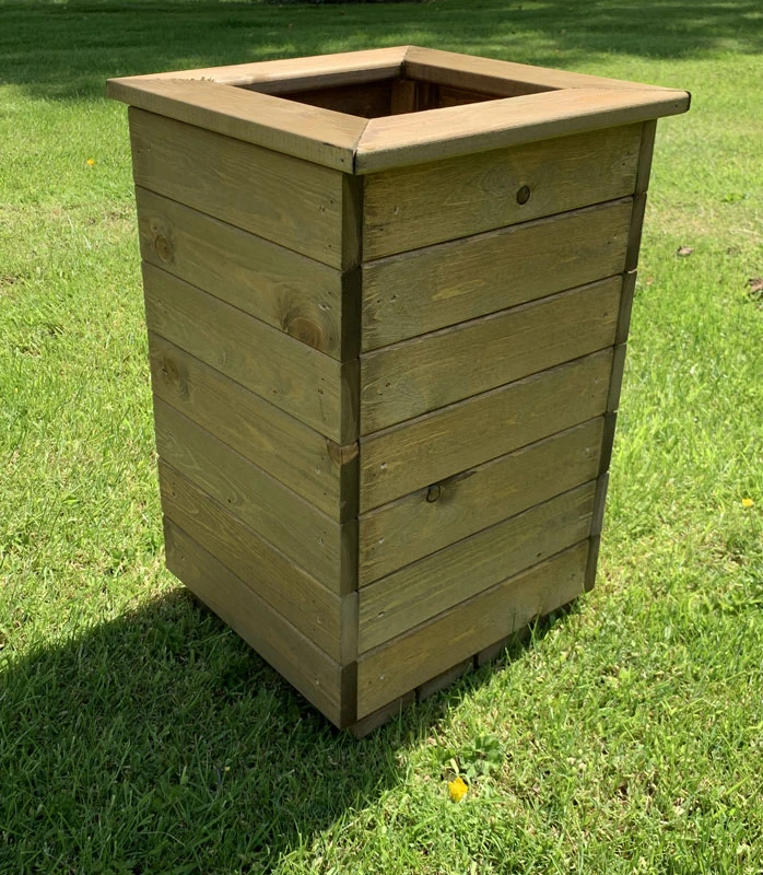 Tall Wooden Outdoor Planter Tan 4 Tall Wooden Outdoor Planter Tan - Image 2