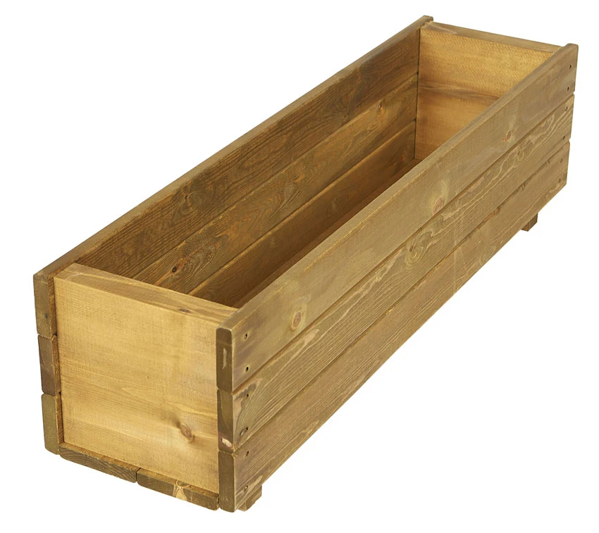 Wooden Garden Planter Trough Large Brown Wood Stain 5 Wooden Garden Planter Trough Large Brown Wood Stain - Image 3