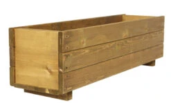 Wooden Garden Planter Trough Large Brown Wood Stain
