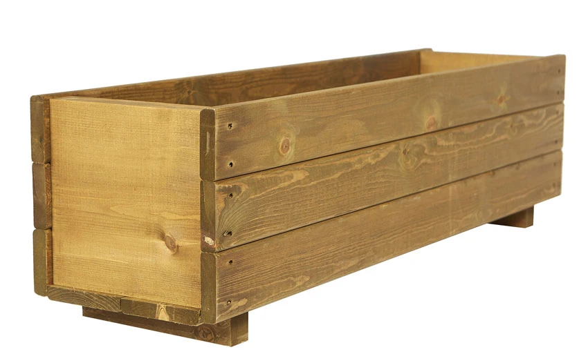 Wooden Garden Planter Trough Large Brown Wood Stain 3 Wooden Garden Planter Trough Large Brown Wood Stain