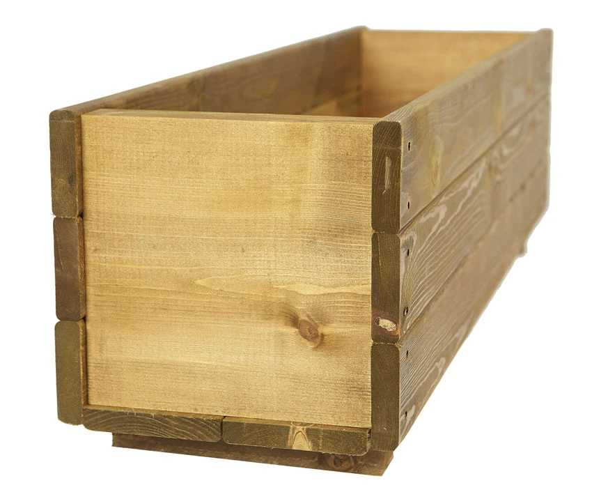 Wooden Garden Planter Trough Large Brown Wood Stain 7 Wooden Garden Planter Trough Large Brown Wood Stain - Image 5