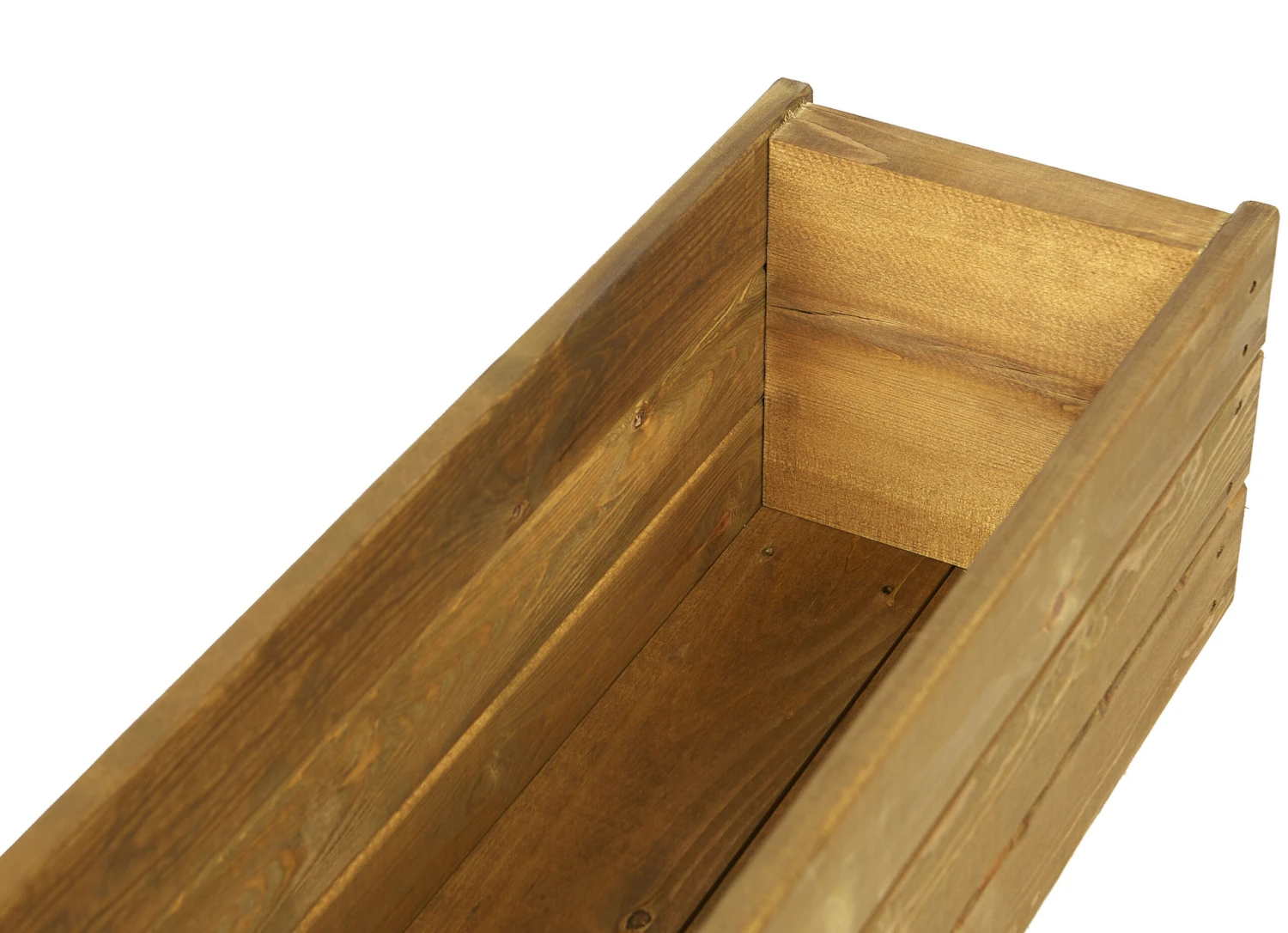 Wooden Garden Planter Trough Large Brown Wood Stain 6 Wooden Garden Planter Trough Large Brown Wood Stain - Image 4