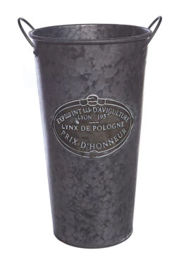 Tall Metal Tin Flower Vase Vintage Style