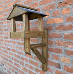 Wall Mounted Wooden Bird Table With Slate Roof -Garden Planting Supplies Store wall mounted bird table 3