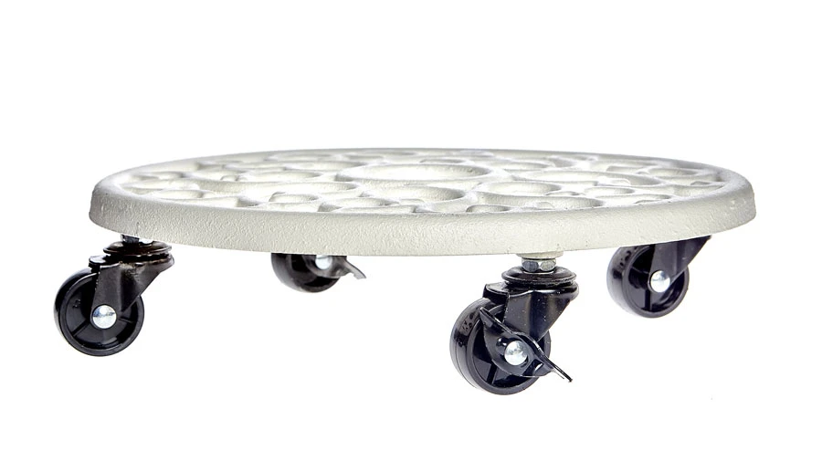 White Cast Iron Plant Container Trolley Stand Caddy 3 White Cast Iron Plant Container Trolley Stand Caddy