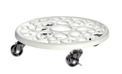 White Cast Iron Plant Container Trolley Stand Caddy 5 White Cast Iron Plant Container Trolley Stand Caddy -Garden Planting Supplies Store white caddy