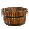 Round Garden Planter Wood Barrel 32cm 2 Round Garden Planter Wood Barrel 32cm -Garden Planting Supplies Store wood banded planter