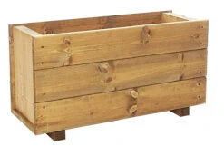 Ruddings Wood 60cm Wooden Deep Rectangular Garden Planter Trough -Garden Planting Supplies Store wood planter