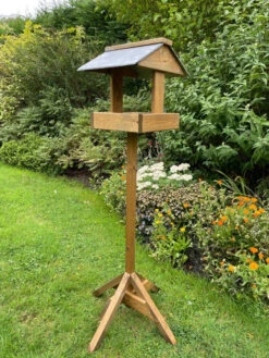 Ruddings Wood Slate Roof Bird Table -Garden Planting Supplies Store wooden bird feeder