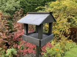 Slate Roof Wooden Bird Table Charcoal Black -Garden Planting Supplies Store wooden garden tables 2