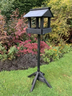 Slate Roof Wooden Bird Table Charcoal Black