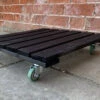Wooden Plant Stand Wheels Caddy Trolley Extra Large Black