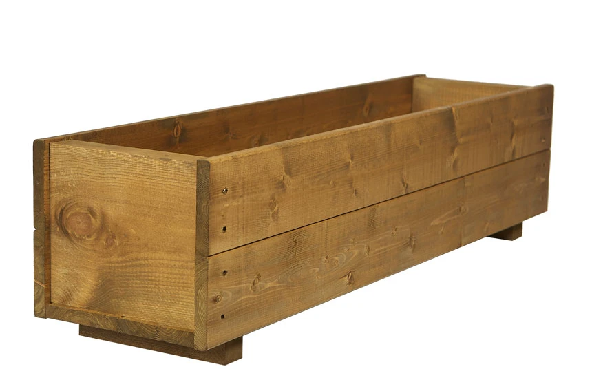 Set Of 2 X 90cm Wooden Rectangular Garden Planter Trough 7 Set Of 2 X 90cm Wooden Rectangular Garden Planter Trough - Image 5