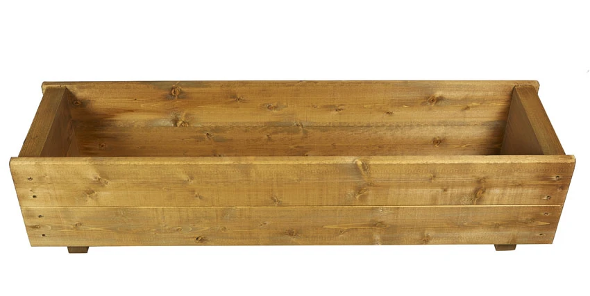 Set Of 2 X 90cm Wooden Rectangular Garden Planter Trough 5 Set Of 2 X 90cm Wooden Rectangular Garden Planter Trough - Image 3