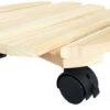 Round Wooden Plant Pot Wheel Caddy -Garden Planting Supplies Store wooden pot caddy 2