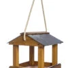 Hanging Bird Table Slate Roof GardenWooden Tray House Feeder -Garden Planting Supplies Store wooden slate feeder 1